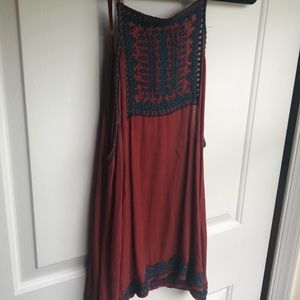 Orange/Teal Embroidered Tank Top from UO